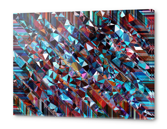 fractal geometric triangle abstract background in blue and brown Acrylic prints by Timmy333