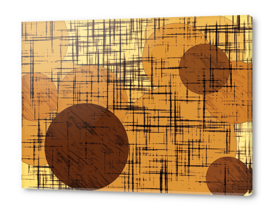 geometric line pattern and circle shape abstract background in brown Acrylic prints by Timmy333