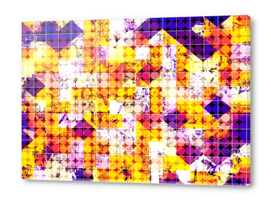 geometric square and circle pattern abstract in orange blue Acrylic prints by Timmy333
