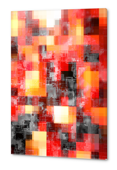 geometric pixel square pattern abstract background in red yellow black Acrylic prints by Timmy333