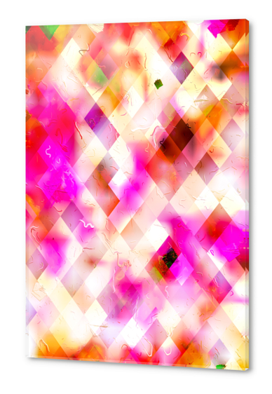 geometric square pixel pattern abstract art background in pink Acrylic prints by Timmy333