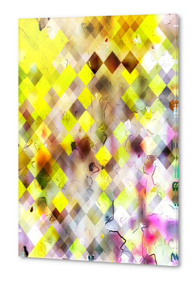 geometric pixel square pattern abstract background in yellow brown Acrylic prints by Timmy333