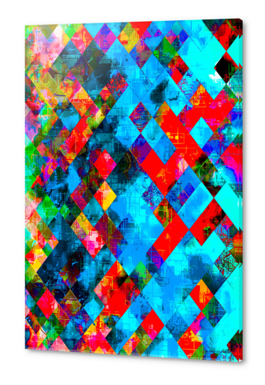 colorful geometric pixel square pattern abstract background in blue red pink Acrylic prints by Timmy333