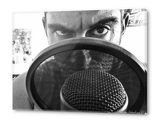 Derrière le mic Acrylic prints by Stefan D