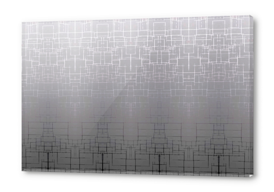 graphic design geometric symmetry line pattern art abstract background in black and white Acrylic prints by Timmy333