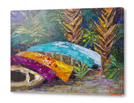 Tropical Canoes Acrylic prints by Elizabeth St. Hilaire