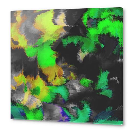 green black and yellow spiral painting abstract background Acrylic prints by Timmy333