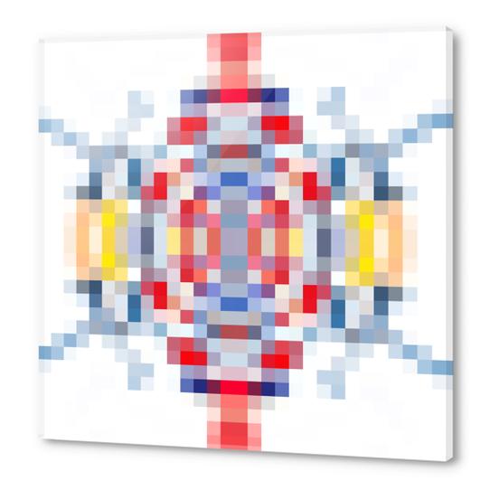 geometric square pattern pixel abstract in blue red yellow Acrylic prints by Timmy333