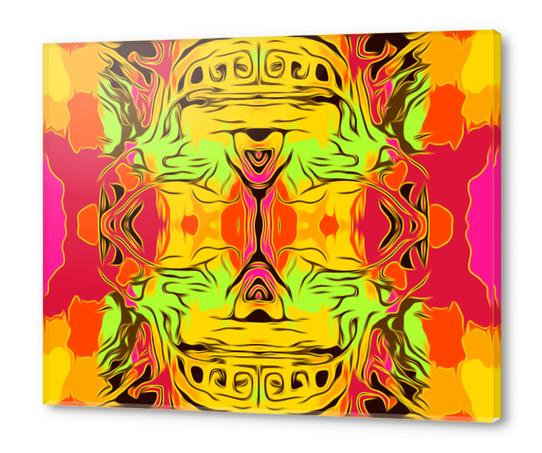 skull head with yellow green red and orange background Acrylic prints by Timmy333