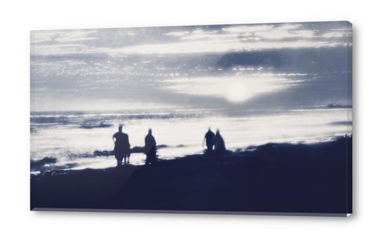 watching sunset at the beach in black and white Acrylic prints by Timmy333