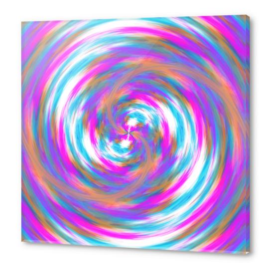 psychedelic circle pattern painting abstract in pink orange blue Acrylic prints by Timmy333