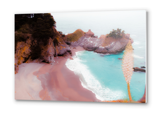 waterfall with ocean view at Mcway Falls, Big Sur, Highway 1, California, USA Metal prints by Timmy333