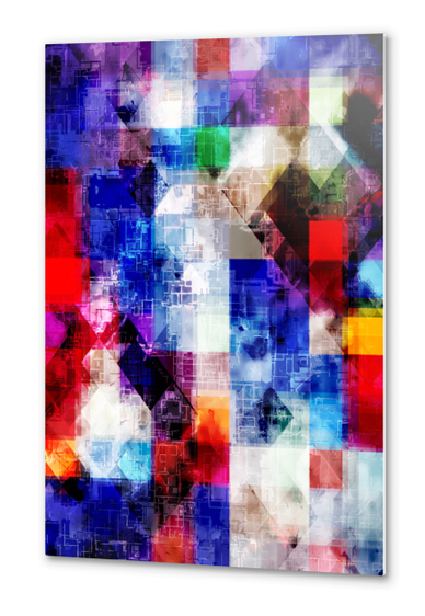 pop art geometric pixel square pattern abstract background in blue pink red Metal prints by Timmy333