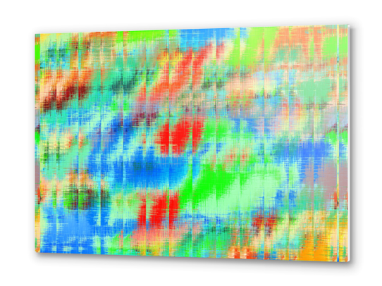 psychedelic geometric painting texture abstract background in blue green red Metal prints by Timmy333