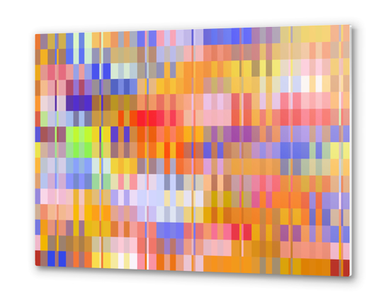 geometric square pixel pattern abstract background in orange brown and blue Metal prints by Timmy333