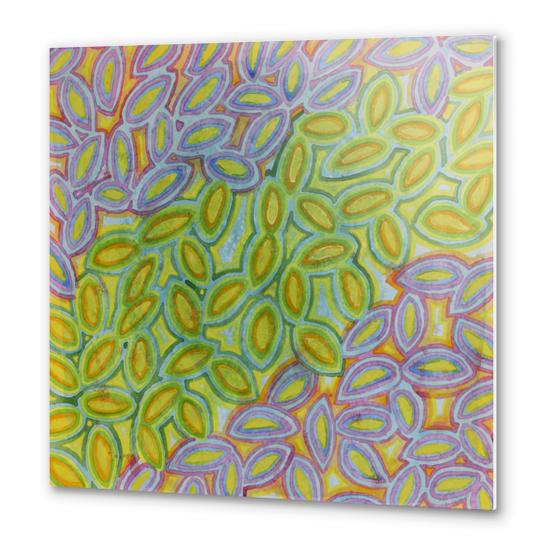 Diagonal Leaves Pattern Metal prints by Heidi Capitaine