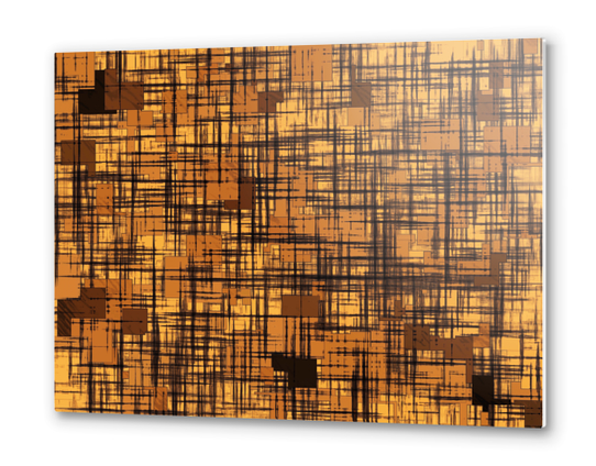 brown geometric square shape and line pattern abstract background Metal prints by Timmy333