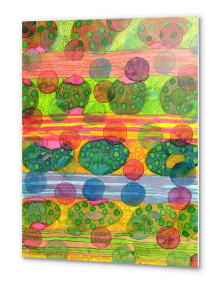 Round Shapes within and above horizontal Stripes  Metal prints by Heidi Capitaine