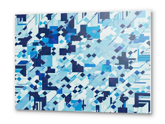 geometric square pixel pattern abstract background in blue Metal prints by Timmy333