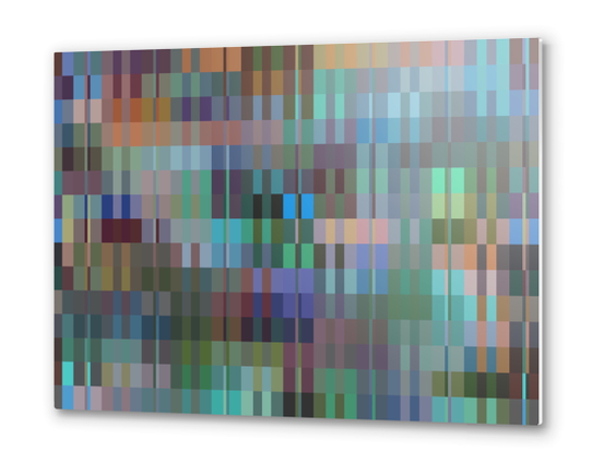 brown blue geometric square pixel pattern abstract background Metal prints by Timmy333