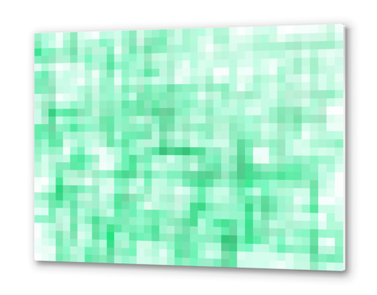 green geometric square pixel pattern abstract background Metal prints by Timmy333