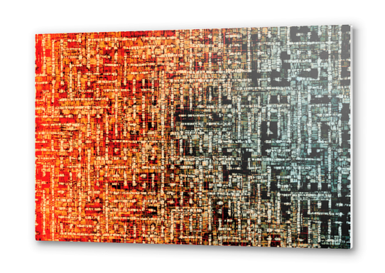 graphic design geometric square line pattern art abstract background in orange brown blue Metal prints by Timmy333