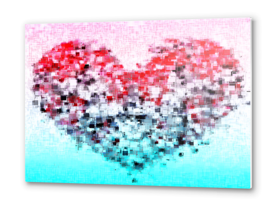 geometric square pattern heart shape abstract background in red pink blue Metal prints by Timmy333