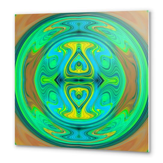 green yellow and brown spiral pattern drawing and painting background Metal prints by Timmy333