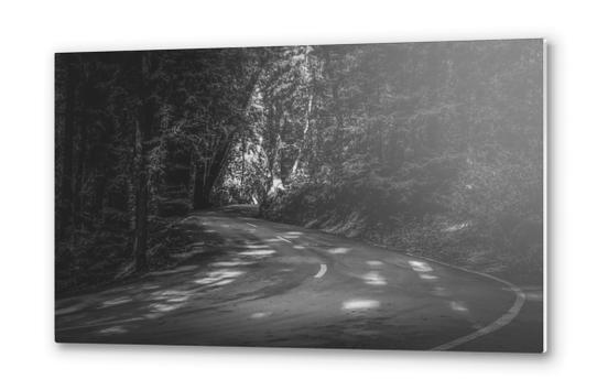 Road to nature on Highway 1, California, USA in black and white Metal prints by Timmy333