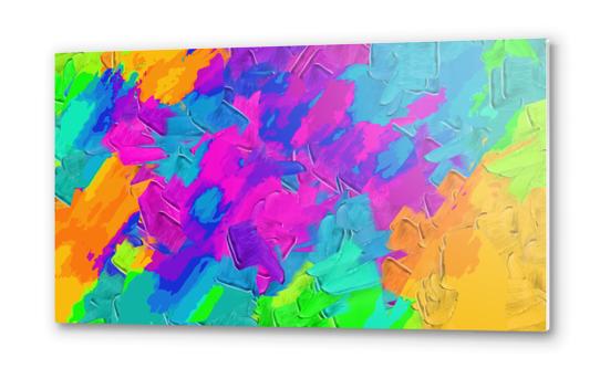 pink orange blue green painting texture abstract background Metal prints by Timmy333