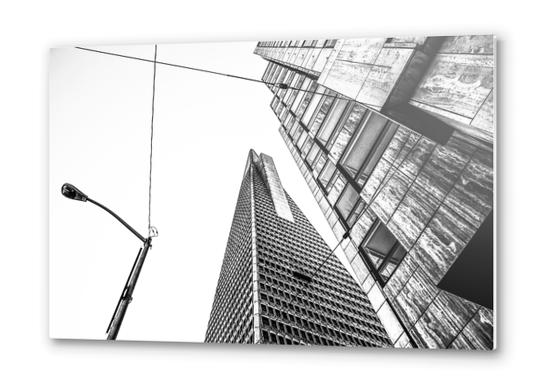 pyramid building and modern building in black and white at San Francisco, USA Metal prints by Timmy333