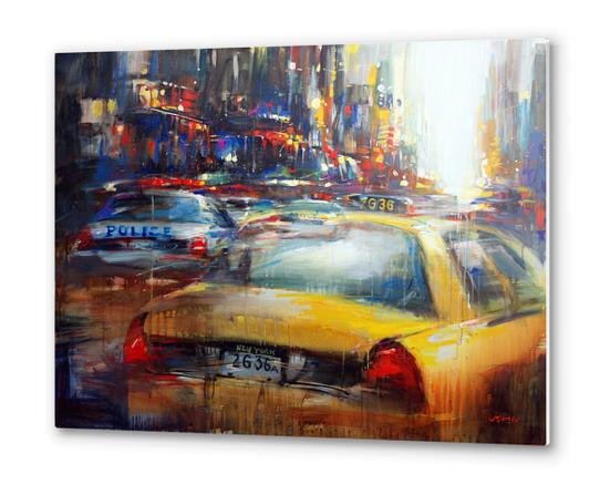 NY cops and taxi Metal prints by Vantame