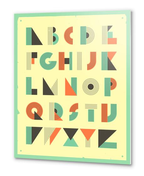 RETRO ALPHABET - BEIGE Metal prints by Jazzberry Blue