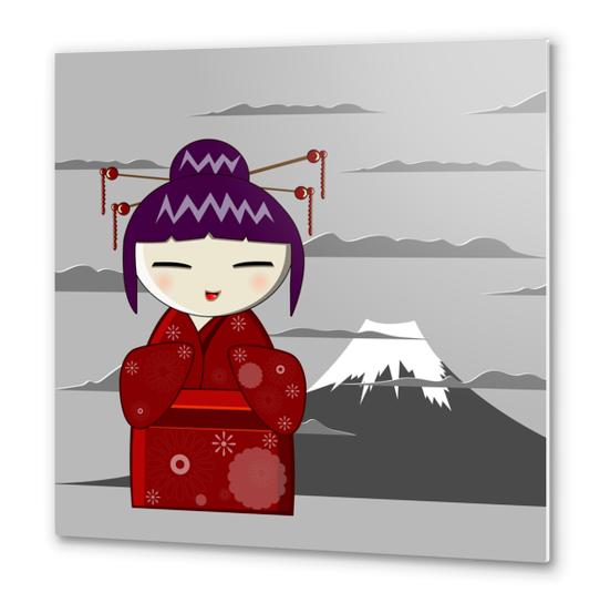 Fuji kokeshi Metal prints by PIEL Design