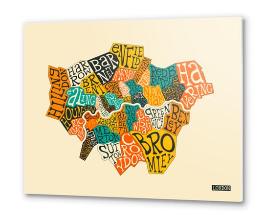 LONDON BOROUGHS Metal prints by Jazzberry Blue