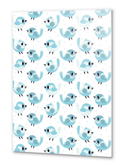 Blue Birds Pattern Metal prints by Claire Jayne Stamper