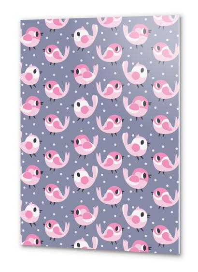 Pink Birds Pattern Metal prints by Claire Jayne Stamper