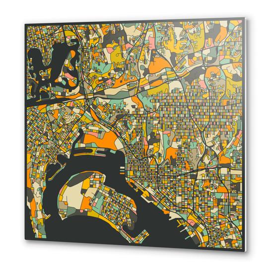 SAN DIEGO MAP 2 Metal prints by Jazzberry Blue