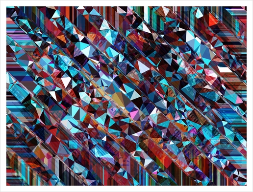 fractal geometric triangle abstract background in blue and brown Art Print by Timmy333