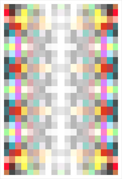 symmetry graphic design pixel geometric square pattern abstract background in blue pink yellow Art Print by Timmy333