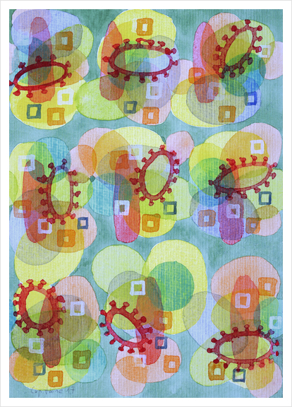 Lovely Pattern with Red Rings  Art Print by Heidi Capitaine