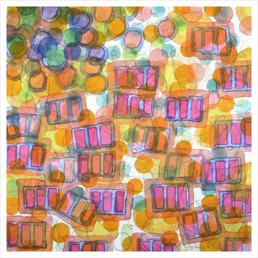 Happy Pattern with Pink Blocks Art Print by Heidi Capitaine