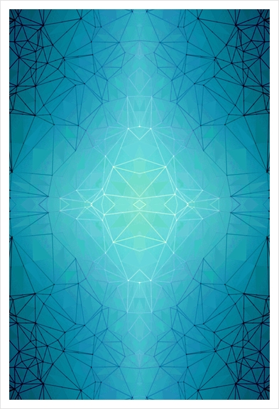 fractal graphic design geometric symmetry line pattern abstract background in blue Art Print by Timmy333
