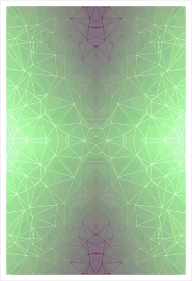 fractal graphic design geometric symmetry line pattern abstract background in green Art Print by Timmy333