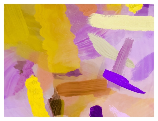 splash brush painting texture abstract background in purple yellow Art Print by Timmy333