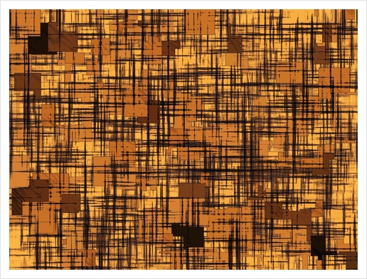 brown geometric square shape and line pattern abstract background Art Print by Timmy333
