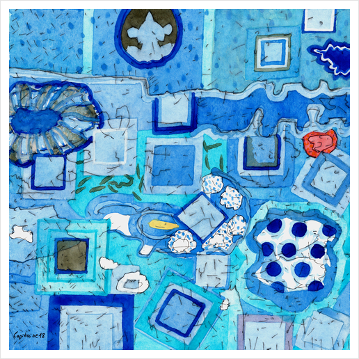 Blue Room with Blue Frames Art Print by Heidi Capitaine