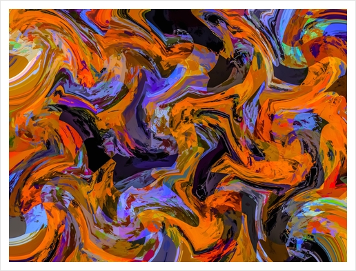 geometric line painting abstract background in brown orange purple Art Print by Timmy333