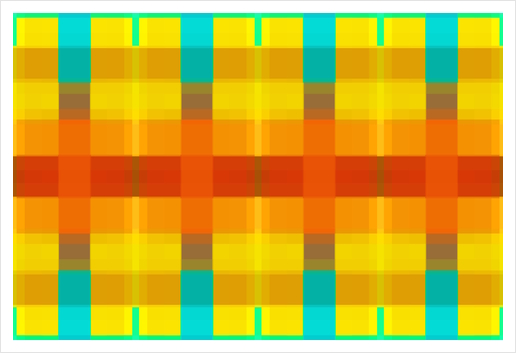 geometric symmetry pixel square pattern abstract background in orange yellow blue Art Print by Timmy333