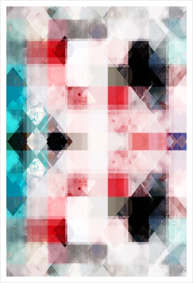 graphic design geometric pixel square pattern abstract background in red blue Art Print by Timmy333